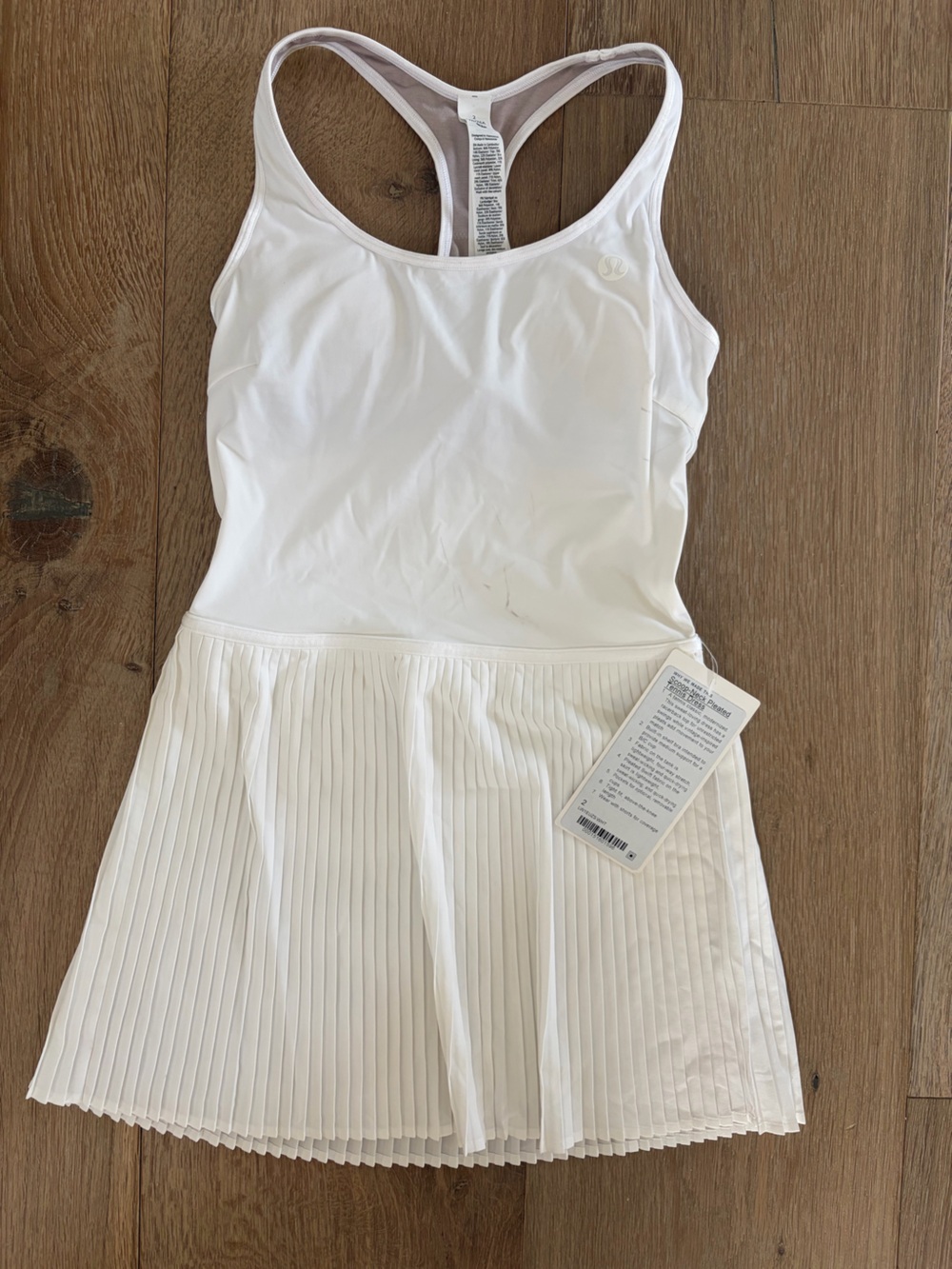 lululemon athletica White Racerback Pleated Tennis Dress